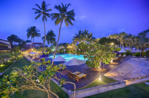Evening view of the hotel facilities at Thaala Bentota