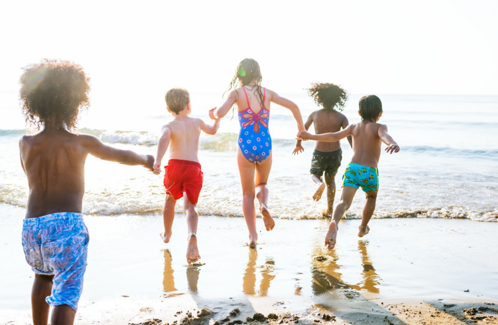 Children enjoying a family-friendly beach experience in Beruwala, Sri Lanka