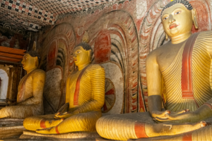 Buddha statues inside the cave temple