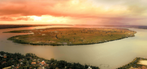 Batticaloa Lagoon and the eastern city shoreline in Sri Lanka