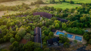 Aerial view of The Paradise Dambulla surrounded by greenery