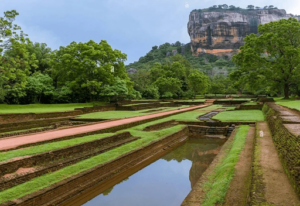 Ancient water garden pools at the foot of Sigiriya Rock Fortress