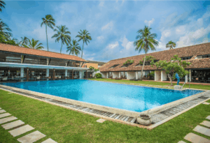 Thaala Bentota's ocean-facing rooms and pool in Bentota, Sri Lanka.